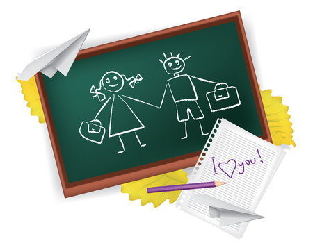 set of school subjects expressing love schoolのイラスト素材
