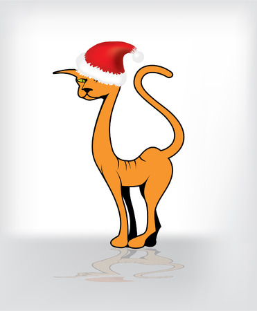Cat in Christmas hat santaのイラスト素材
