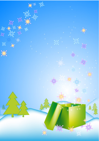 Christmas background with snowflakes and giftのイラスト素材