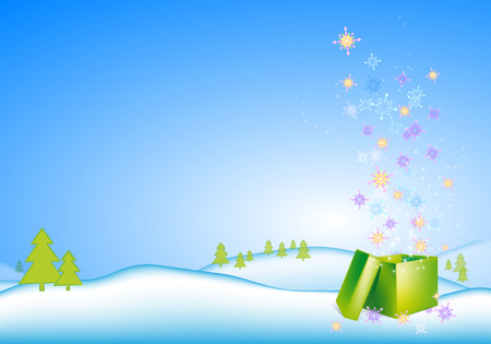 Christmas background with snowflakes and giftのイラスト素材