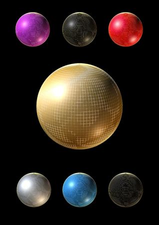 3d colorful balls into golden grid on a black backgroundの写真素材