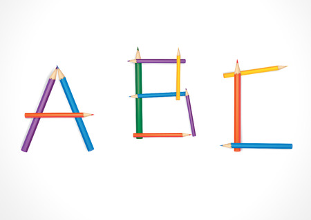 ABC letters formed of colored pencilsのイラスト素材