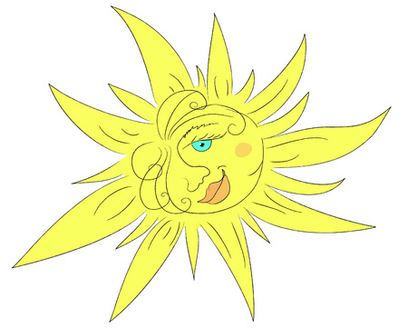 stylized hand-drawn sun vectorのイラスト素材