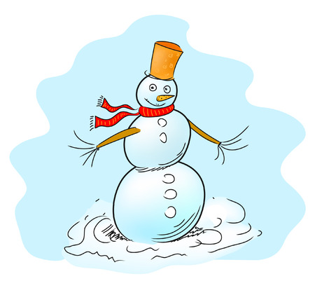 Snowman freehand vectorのイラスト素材