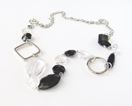 Jewellery beads on a white backgroundの写真素材