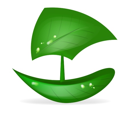 green leaf boat - eco friendly transportationのイラスト素材