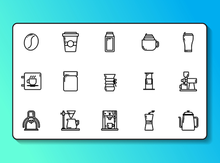 Coffee shop icon set Line style 64px for all your graphic design needsのイラスト素材