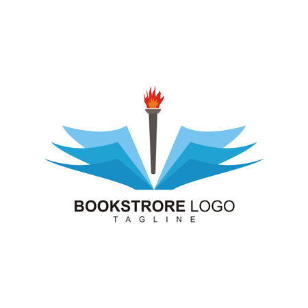 Blue Bookstore Vector Logoのイラスト素材