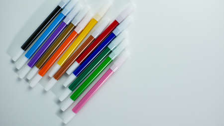 colorful markers. for the concept of colorful and cheerful backgroundの写真素材