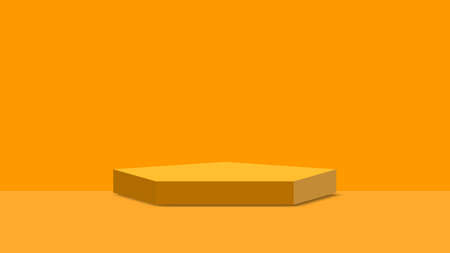 Orange product background stand or podium pedestal on empty display with orange background. 3D renderingの写真素材