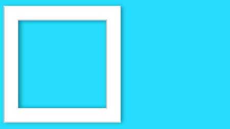 Modern pastel blue color with white geometric square frame backdrop. Abstract pastel blue color minimal wall sceneの写真素材