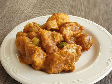 batagor is a typical Indonesian snack, food made from flour, usually served with peanut sauceの写真素材