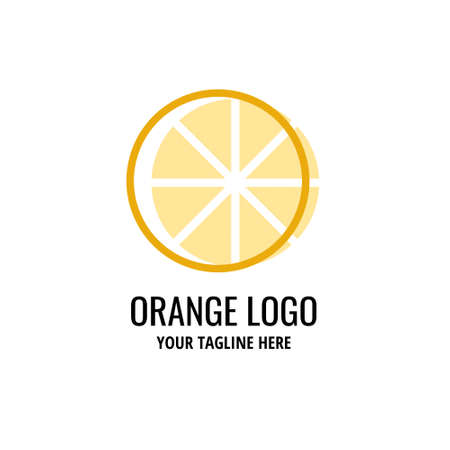 Fresh orange simple logo template. Fresh fruit vector icon design.のイラスト素材