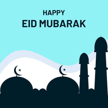 Happy eid mubarak or ramadan greeting. islamic design illustration concept for template for social media, poster, advertisement, promotion, print media, banner or presentation.のイラスト素材