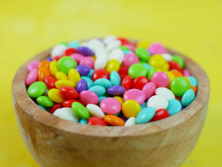 close up of colorful sweet candy. rainbow ball candy.