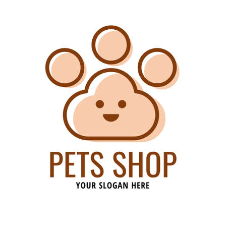 simple animal footprints logo. lineal color style vector. logo for pet shop.のイラスト素材