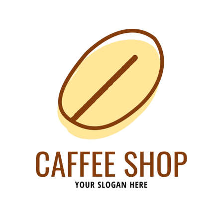 simple coffee bean logo. lineal color style vector. logo for coffee shop.のイラスト素材