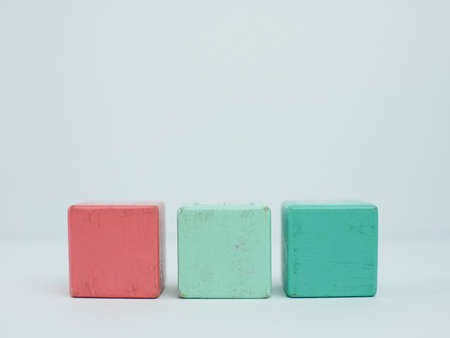 colorful Wooden toy blocks is on white backgroundの写真素材