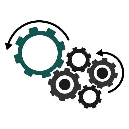 machine gear connected by a rotate arrow . rotating gear vector illustrationのイラスト素材