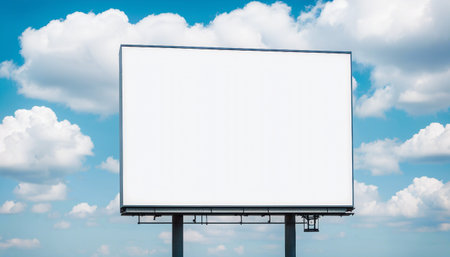 Blank white billboard at blue sky background. mock up for advertisingの素材