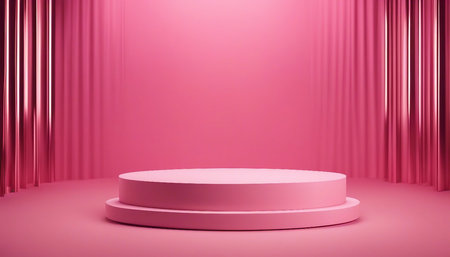 Abstract minimal scene with geometrical forms. Pink podium. 3d renderの素材