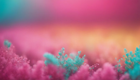 Abstract blurred background with pink and blue flowers. Beautiful nature backdrop.の素材