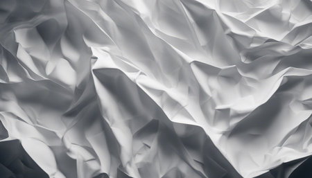crumpled white paper background close up, 3d render illustrationの素材
