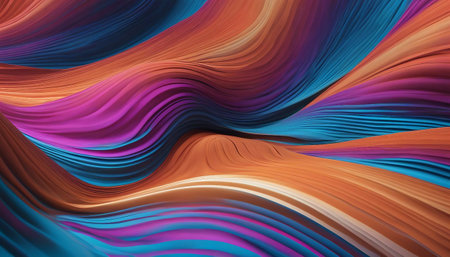abstract colorful background with smooth wavy lines, 3d render illustrationの素材