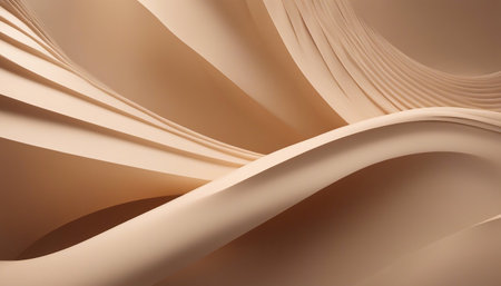 3d rendering of abstract background with wavy lines in beige colorsの素材