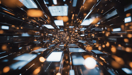 Abstract 3d rendering of futuristic city. Sci-fi tunnel.の素材