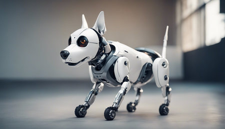 Robot and dog toy in the room. 3d rendering.の素材