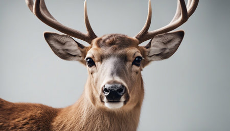 Portrait of a whitetail deer with big antlers.の素材