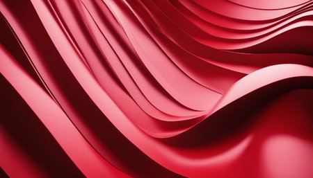 3d rendering of abstract red background with wavy folds. Modern background designの素材