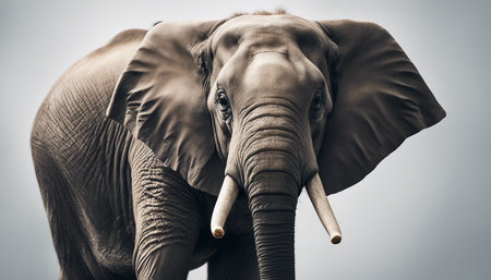 Elephant on a gray backgroundの素材