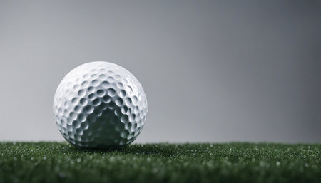 Golf ball on green grass. 3d render. Golf ball on green grass.の素材