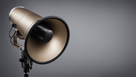 Loudspeaker on a gray background. 3d rendering.の素材