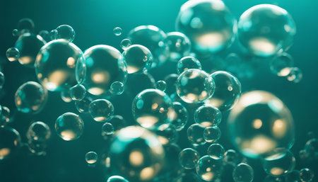 Bubbles floating in the air. Abstract background. 3d renderingの素材