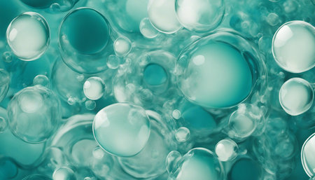 abstract background with blue and green bubbles, 3d render illustrationの素材