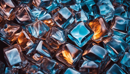 Cubes of ice close-up. Background of ice cubes.の素材