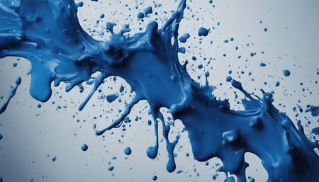 blue paint splashing isolated on white background. 3d render illustrationの素材