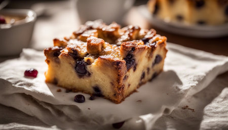 Bread Pudding with raisins and blueberriesの素材