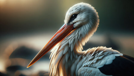 Close up of a stork (Ciconia ciconia)の素材