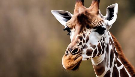 Portrait of a giraffe in a zoo, close-upの素材