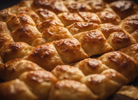 Close up of a fresh baked buns. Selective focus. Toned.の素材