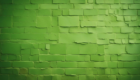 Green brick wall background texture.の素材