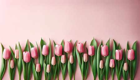 Delicate Pink Tulips on a Soft Pink Canvasの素材
