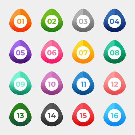 number button collection, colored vector imageのイラスト素材