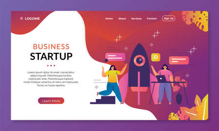 business startup programs landing page concept. vector illustrationのイラスト素材