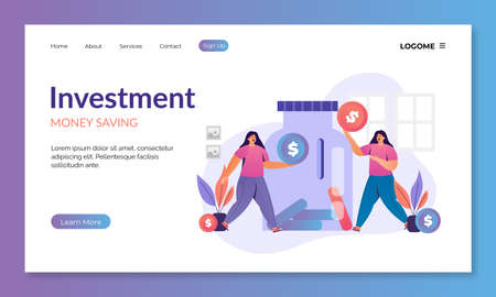 investment saving landing page concept. vector illustrationのイラスト素材
