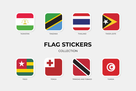 Flag Stickers of Somalia, South Africa, South Korea, South Sudan, Suriname, Sweden, Switzerland, Syria,のイラスト素材